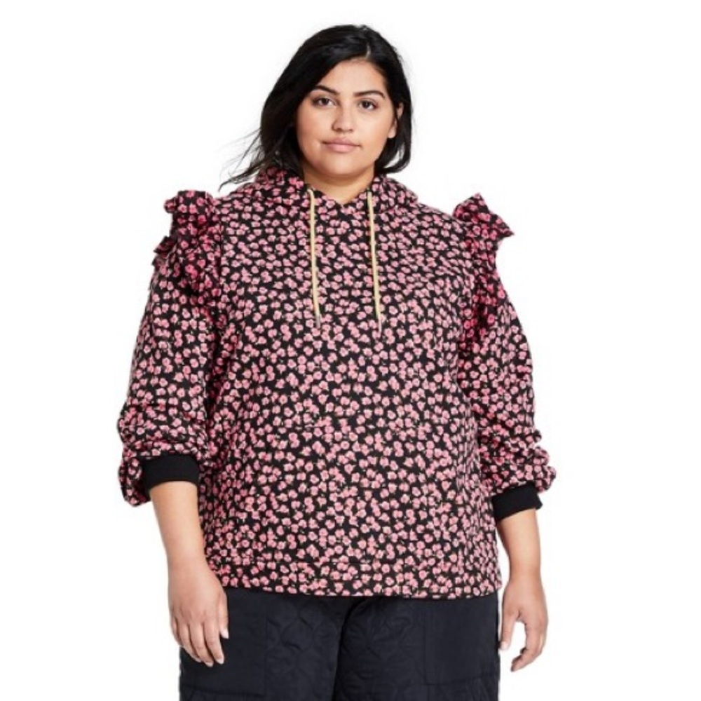 NWT Sandy Liang x Target Floral Print Ruffle Hooded Sweatshirt